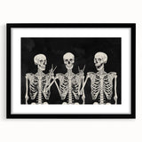 Spooky Wall Art - Trio of Skeletons Halloween Canvas Print