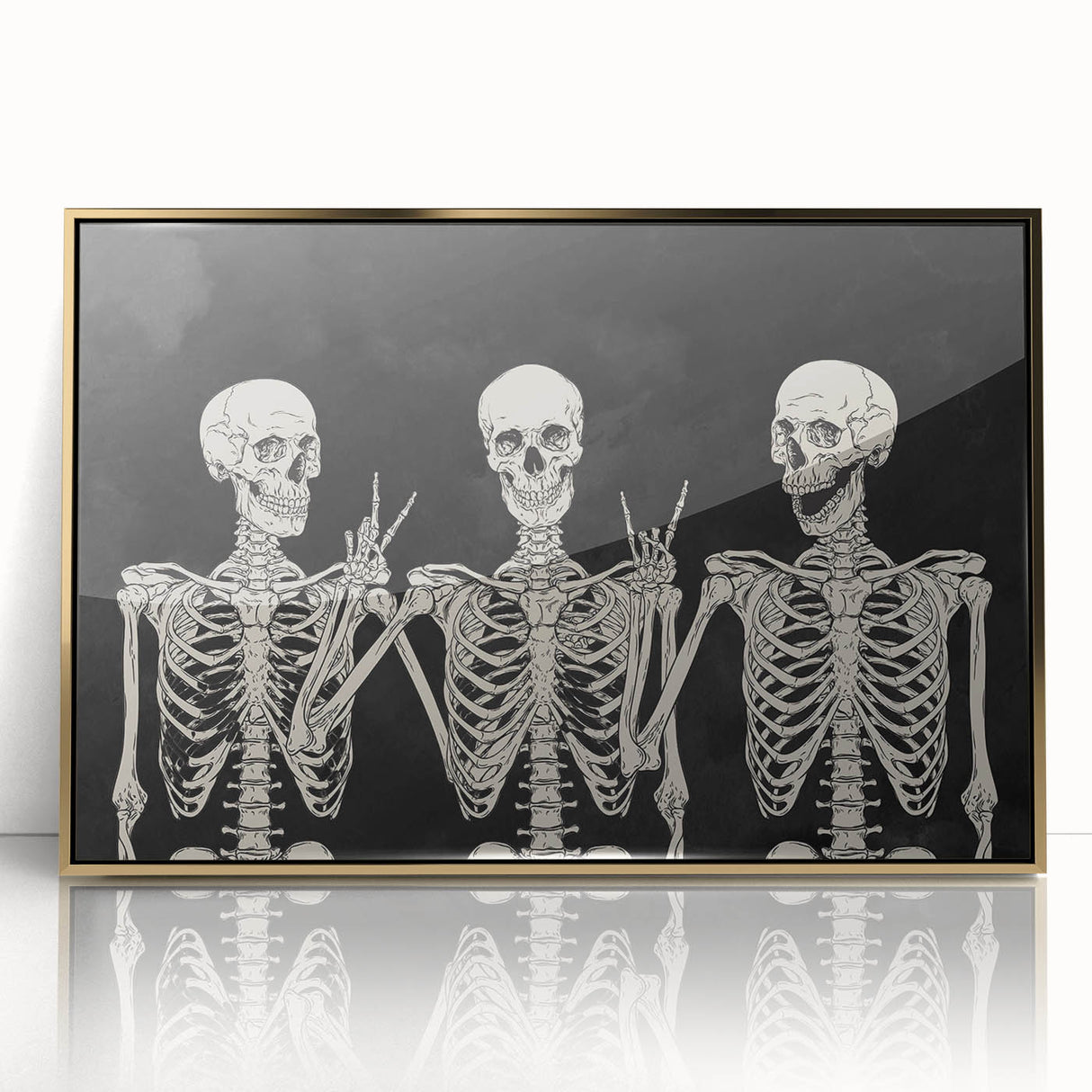 Spooky Wall Art - Trio of Skeletons Halloween Canvas Print
