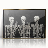 Spooky Wall Art - Trio of Skeletons Halloween Canvas Print