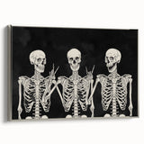 Spooky Wall Art - Trio of Skeletons Halloween Canvas Print