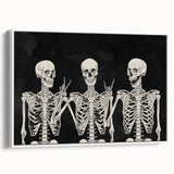 Spooky Wall Art - Trio of Skeletons Halloween Canvas Print