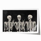 Spooky Wall Art - Trio of Skeletons Halloween Canvas Print