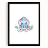 Nursery Wall Art – Meditative Elephant and Floral Watercolor Print