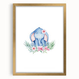 Nursery Wall Art – Meditative Elephant and Floral Watercolor Print