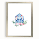 Nursery Wall Art – Meditative Elephant and Floral Watercolor Print