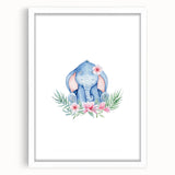 Nursery Wall Art – Meditative Elephant and Floral Watercolor Print