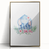 Nursery Wall Art – Meditative Elephant and Floral Watercolor Print