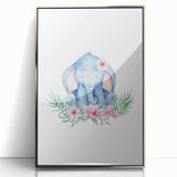 Nursery Wall Art – Meditative Elephant and Floral Watercolor Print
