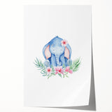 Nursery Wall Art – Meditative Elephant and Floral Watercolor Print