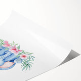 Nursery Wall Art – Meditative Elephant and Floral Watercolor Print