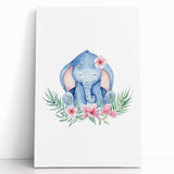 Nursery Wall Art – Meditative Elephant and Floral Watercolor Print
