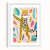 Framed Canvas Art for Children – Playful Leopard Wall Decor