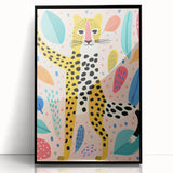 Framed Canvas Art for Children – Playful Leopard Wall Decor