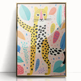 Framed Canvas Art for Children – Playful Leopard Wall Decor
