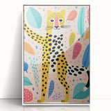 Framed Canvas Art for Children – Playful Leopard Wall Decor