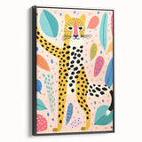 Framed Canvas Art for Children – Playful Leopard Wall Decor