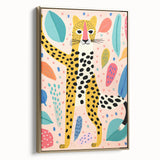 Framed Canvas Art for Children – Playful Leopard Wall Decor