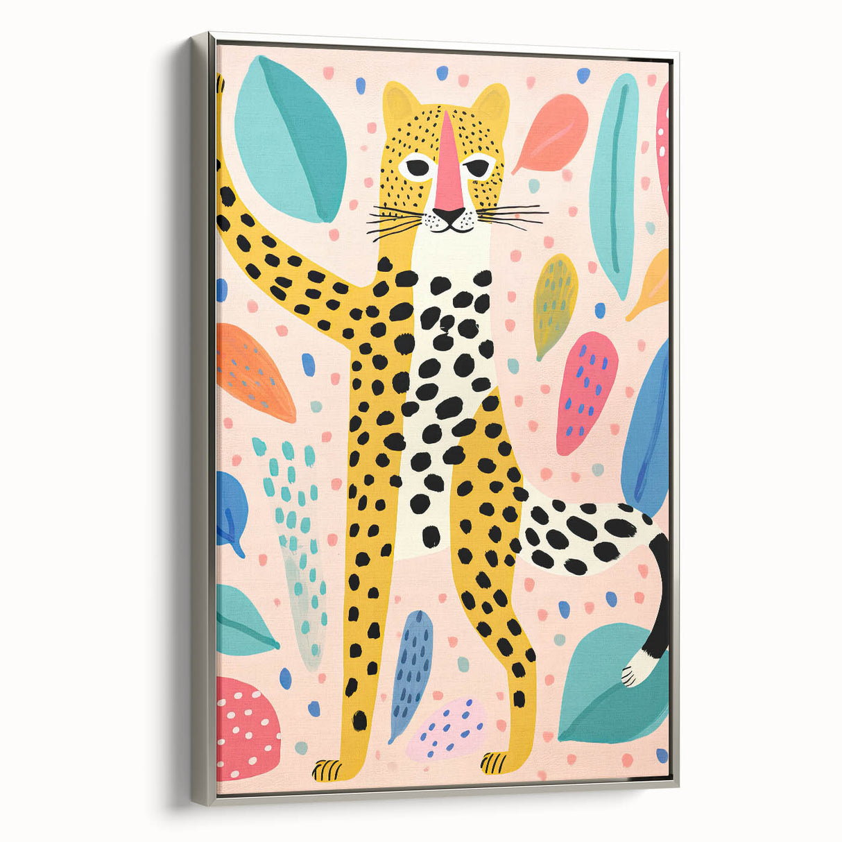 Framed Canvas Art for Children – Playful Leopard Wall Decor