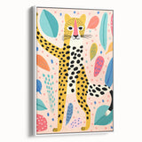 Framed Canvas Art for Children – Playful Leopard Wall Decor