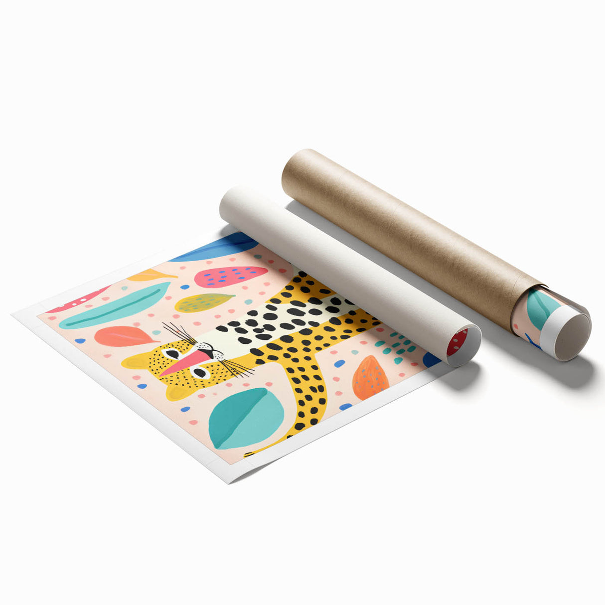 Framed Canvas Art for Children – Playful Leopard Wall Decor