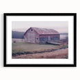 Black barn frame showcasing a landscape artwork with a mat, highlighting intricate details and vibrant colors, perfect for home decor enhancement.