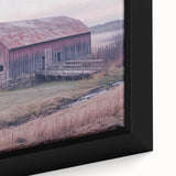 Close-up of a landscape barn-themed canvas print showcasing rich colors and intricate details, perfect for rustic home decor or as a gift for farmhouse enthusiasts.