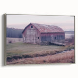 Landscape barn framed canvas art in silver, showcasing a serene countryside scene with vibrant colors and intricate details, perfect for home decor.