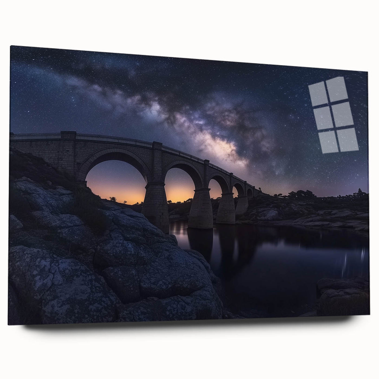 Acrylic glass landscape bridge design showcasing a modern structure in a side view, featuring clear lines and vibrant colors, perfect for contemporary decor.