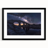 Landscape bridge frame featuring a sleek black mat, showcasing a modern design that enhances decor. Ideal for displaying artwork or photos in contemporary interiors.