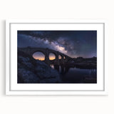 Landscape bridge frame with a white mat, showcasing a modern design. The frame is presented in a front view, perfect for home decor or office display. Ideal for art enthusiasts seeking elegant framing solutions.