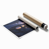 Landscape bridge rolled print showcasing a serene waterway surrounded by lush greenery, designed for home decor. The artwork is elegantly packaged in a durable cardboard tube for safe shipping.