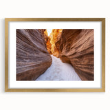 Framed landscape artwork showcasing majestic canyons, featuring a gold mat and elegant frame, perfect for enhancing modern home decor and interior aesthetics.