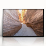 Framed acrylic artwork depicting vibrant canyons in a landscape setting, featuring rich earth tones and intricate details, ideal for home decor or office spaces.