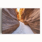 Stretched canvas art depicting a vibrant landscape of colorful canyons under a bright blue sky, ideal for enhancing modern home decor and creating a serene atmosphere.