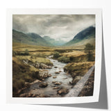 Landscape wall art print showcasing a serene countryside scene with rolling green hills and a vibrant sunset, presented in a glossy finish ideal for home decor.