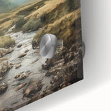 Close-up of a vibrant landscape wall art piece showcasing rolling green hills, a clear blue sky, and detailed textures, perfect for enhancing home decor.