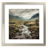 Framed landscape wall art showcasing a serene countryside scene with vibrant colors, set in a silver frame with a mat, perfect for home decor enhancement.
