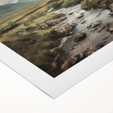 Landscape countryside wall art on rolled canvas, showcasing vibrant green fields and a serene blue sky, perfect for enhancing home decor with a tranquil nature theme.