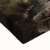 Close-up of stretched canvas wall art depicting a serene countryside landscape with vibrant green fields, rolling hills, and a clear blue sky, ideal for home decor.