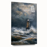 Acrylic glass artwork showcasing a vibrant landscape design in a side view, highlighting intricate details and vivid colors, ideal for modern decor.