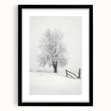 Black-framed landscape art showcasing a serene countryside scene with vibrant green fields and a clear blue sky, ideal for home decor or office ambiance.