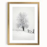 Elegant gold-framed landscape art print showcasing a serene countryside scene, complete with a mat border, ideal for home decor and enhancing interiors.