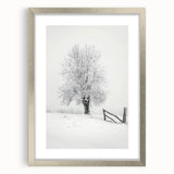 Framed landscape artwork showcasing a serene countryside scene, set in a stylish silver frame with a mat, ideal for home decor and enhancing interior aesthetics.