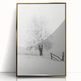 Framed acrylic artwork depicting a serene countryside landscape with vibrant green fields and rolling hills, accented by a gold frame that enhances its elegance. Perfect for home decor.