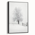 Framed canvas artwork depicting a serene countryside landscape with rolling hills and vibrant green fields, showcased in a sleek black frame, ideal for home decor.