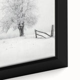 Close-up of a framed canvas depicting a serene countryside landscape, showcasing vibrant greens and soft blue skies, ideal for home decor and nature enthusiasts.