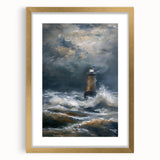 Elegant gold-framed landscape artwork with a white mat, showcasing a serene natural scene. Perfect for home decor, this framed piece adds sophistication to any space.