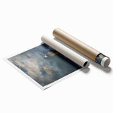 Stunning rolled print showcasing a vibrant landscape design with rich colors and intricate details, packaged securely in a protective cardboard tube. Perfect for home decor enthusiasts.