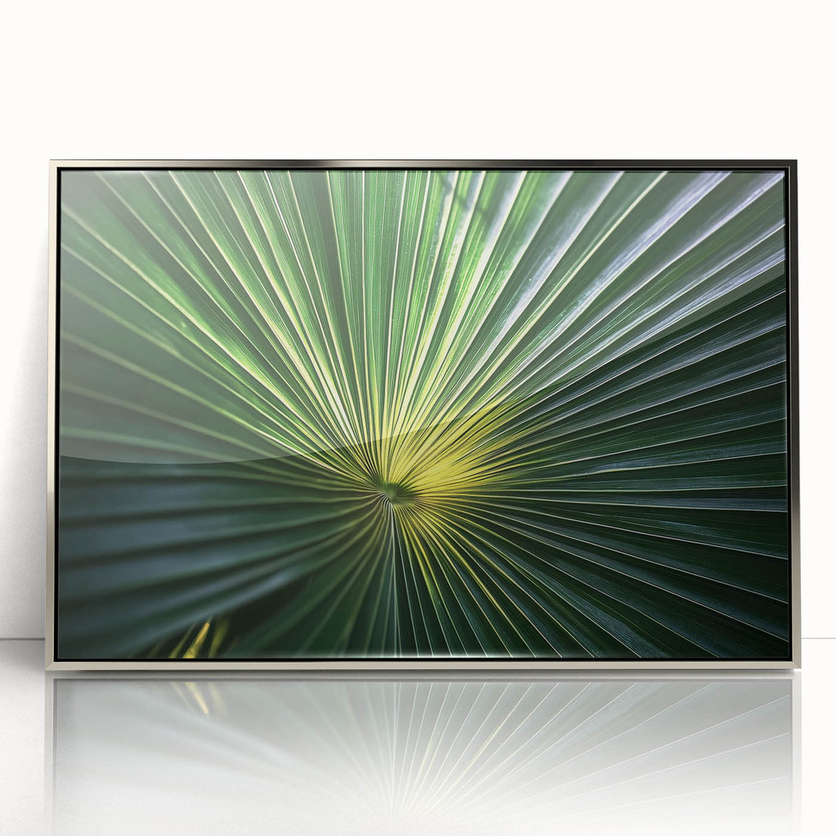 Mid-century modernist art of florals in muted tones on a framed acrylic, ideal for nursery wall art.