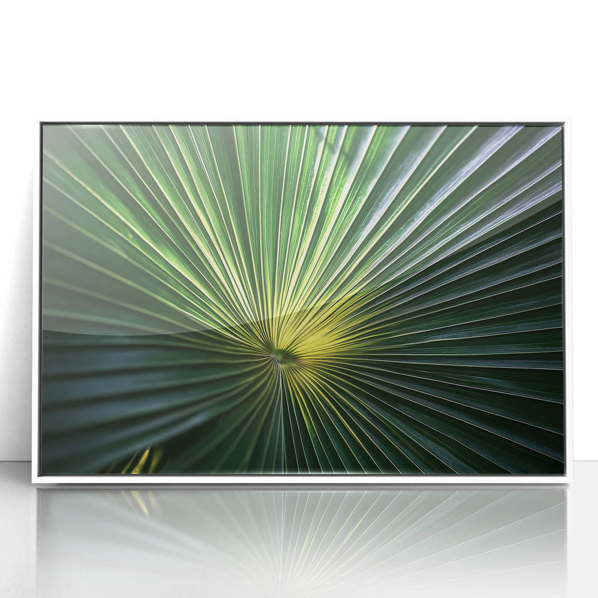 Art deco poster featuring a close-up floral design in soft pastel colors on a white acrylic framed print.